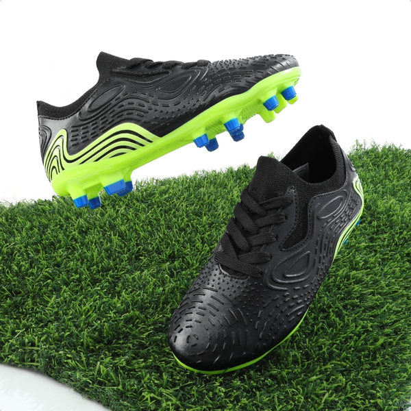 Kids Contoured Upper Soccer Shoes - BLACK NEON GREEN - 5